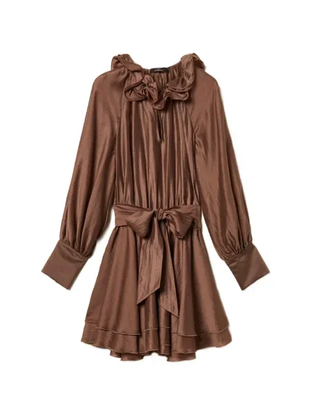 Rochie Twinset cu volane de costum maro