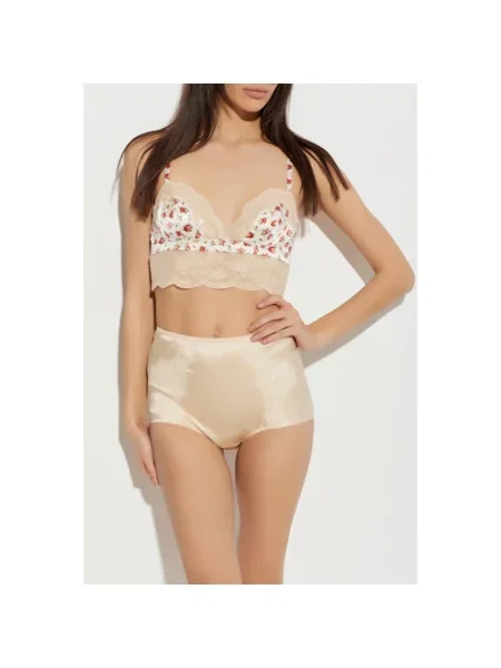 Biustonosz Dolce And Gabbana w kwiatki beżowy