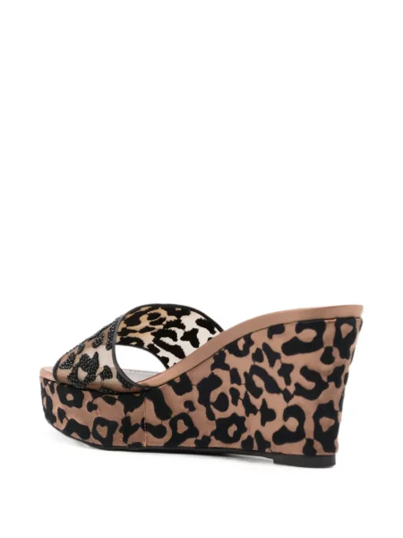 Sandale Rene Caovilla cu pană cu imagine cu model leopard