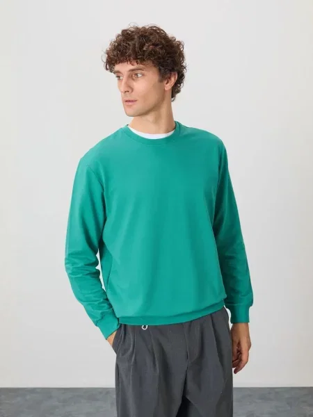 Tommy Life Sweater majica smaragdno zelena