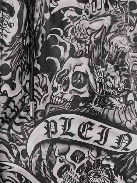Raštuotos maudymosi kelnaitės Philipp Plein juoda