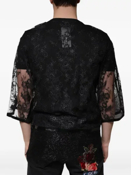 Φλοράλ μπλούζα Dolce & Gabbana με δαντέλα μαύρο