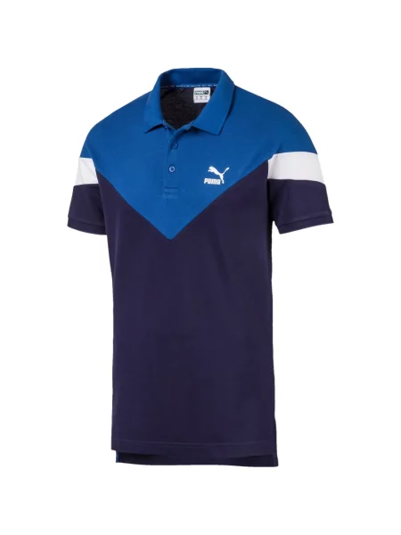 Tricou polo Puma cu autograf albastru