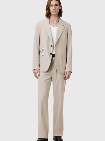 AllSaints pantaloni din lână GALLOW drept bej