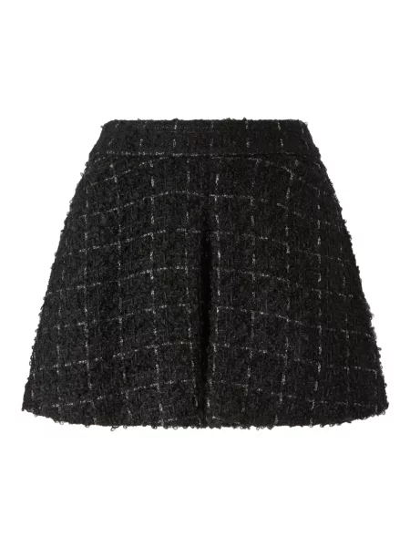 Πλισέ σορτς Genny tweed μαύρο