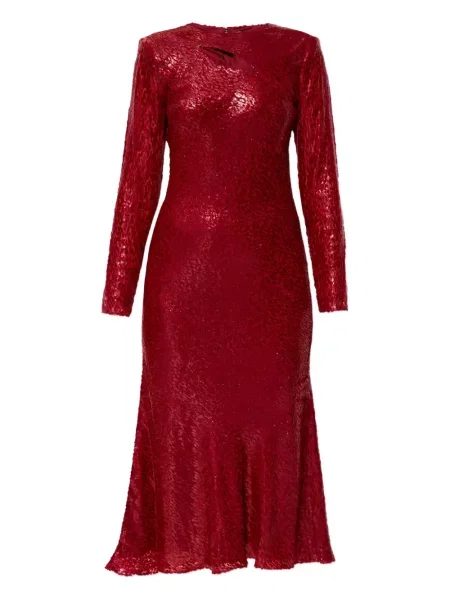 Rochie Self-portrait de mătase de costum roșu