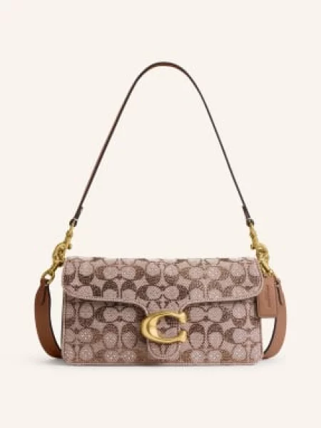 Coach Torebka Na Ramię Tabby 26 Z Kamieniami Ozdobnymi beige beżowa