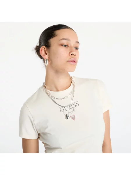 Тениска Guess Originals Vintage Baker Baby Tee Sandy Shore Multi S бежово