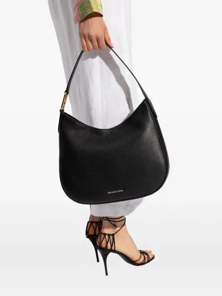 Kožená kožená taška Michael Michael Kors černá