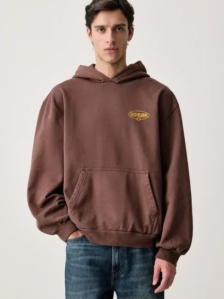 Dickies bluza z kapturem z bawełną brązowa
