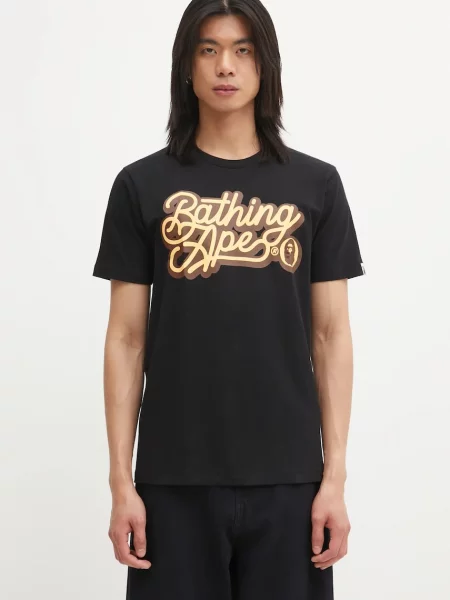 A Bathing Ape tricou din Script Logo cu imprimeu negru