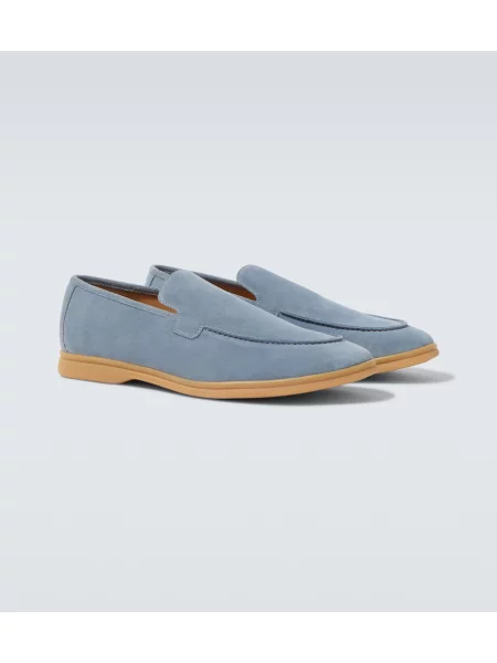 Pantofi loafer Eleventy din piele de căprioară albastru