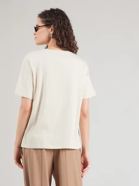 Mavi Tricou maro cămilă / lână alb