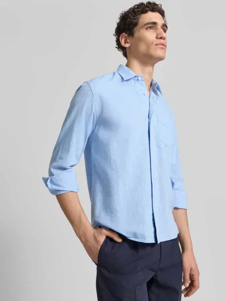 Koszula casual z bawełny krój regular fit Officine Generale niebieska
