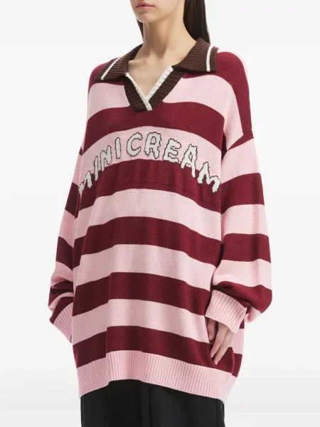 Mały mały sweter Mini Cream w paski różowy