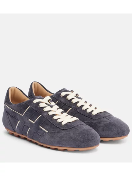 Sneakerși Hogan Olympia din piele de căprioară albastru