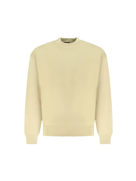 Sweter Boss Orange z dekoltem w serek beżowy