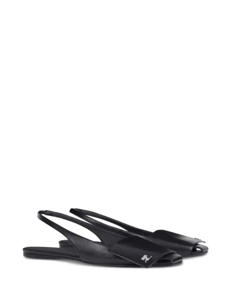 Balerini Courreges din piele slingback negru