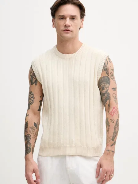 Sisley kamizelka z bawełną beżowa