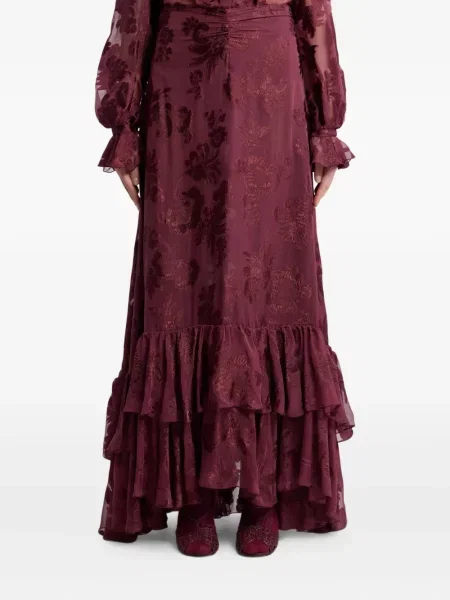 Fusta maxi Etro cu model floral cu imagine roșu