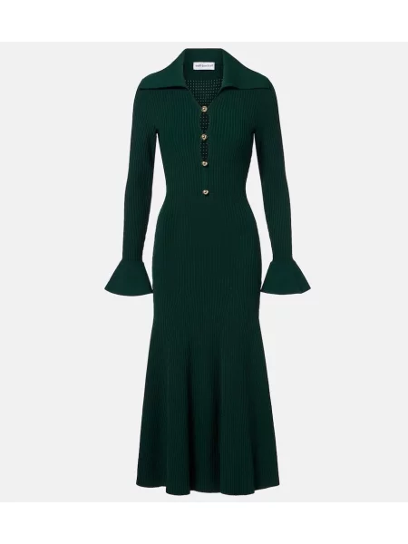 Rochie midi Self-portrait tricotate până la genunchi de costum verde