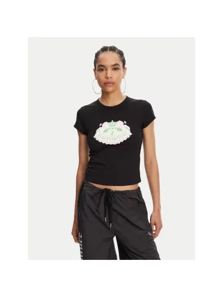 Juicy Couture Majica Hibiscus Slim Fit črna