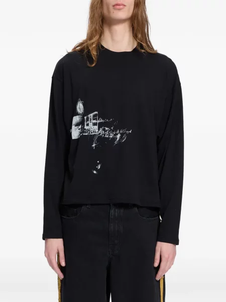 Lung tricou Ann Demeulemeester cu imagine negru