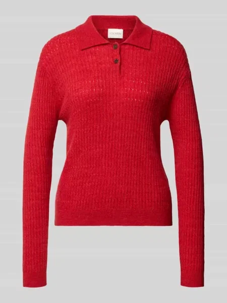 Sweter z dzianiny o kroju regular fit z mieszanki wełny z domieszką alpaki Closed czerwony