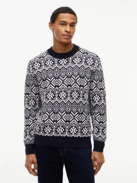 Tommy Hilfiger swetry z dzianiny Mężczyźni niebieski|biały M biały