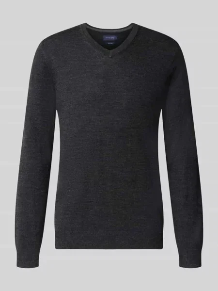 Sweter z dzianiny z mieszanki wełny z dekoltem w serek Christian Berg Men