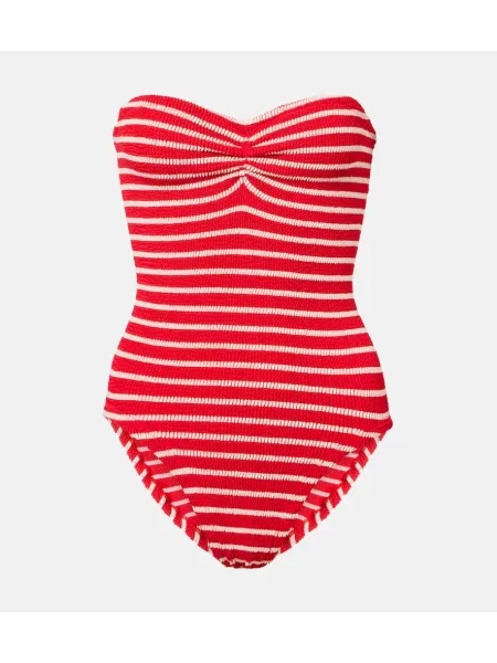 Prugasti kupaći kostim Hunza G crvena