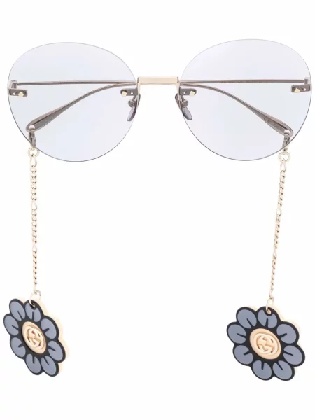 Ochelari de soare Gucci Eyewear cu model floral auriu