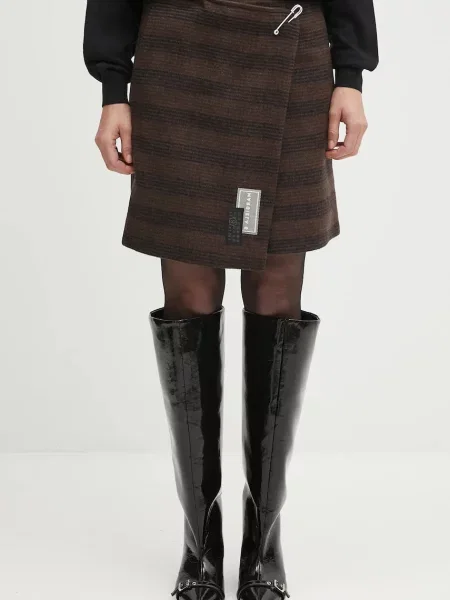 Maison Margiela fustă de lână midi evazati maro