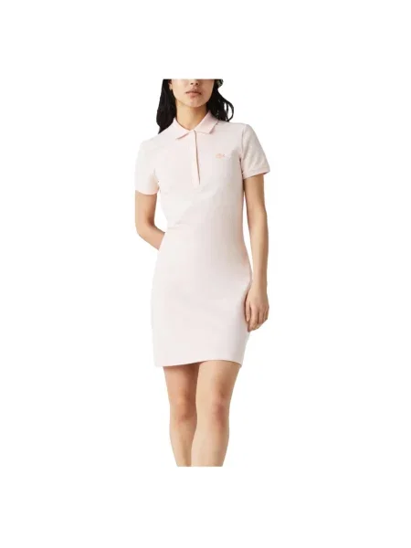 Sukienka Lacoste z krótkim rękawem różowa