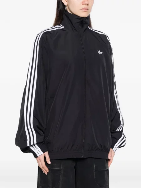 Pruhované kalhoty Adidas s potiskem černé