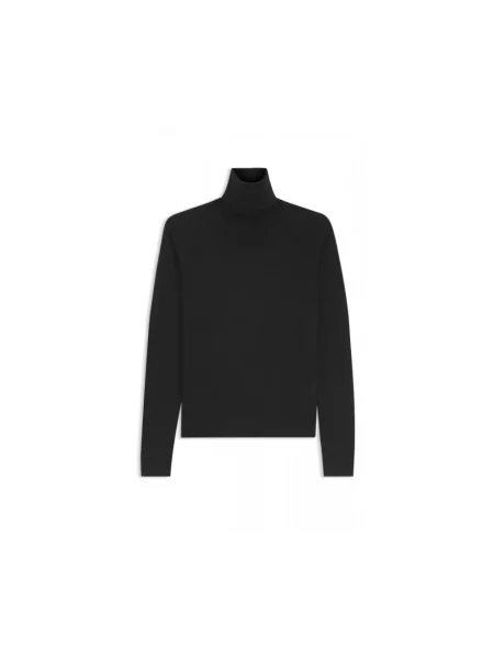 Lniany sweter z golfem Boss czarny