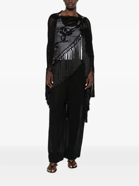 Poncho Chiara Is cu franjuri negru