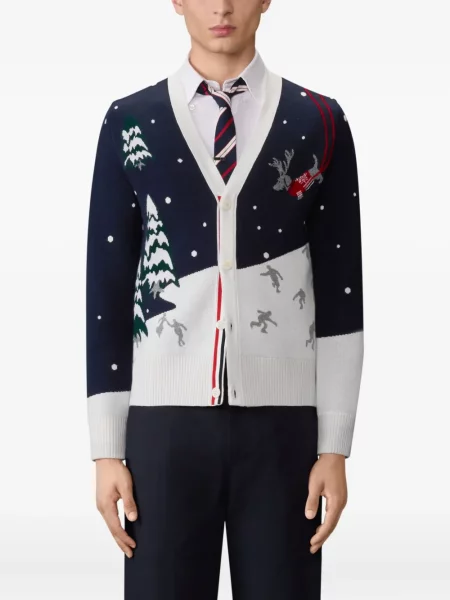 Cardigan Thom Browne din cașmir albastru