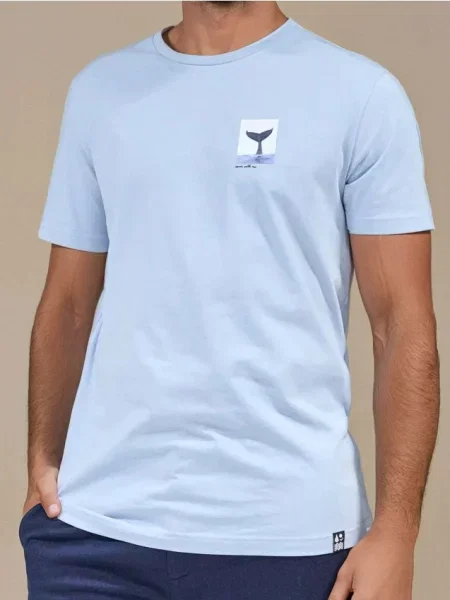 Sinsay Koszulka z nadrukiem błękitny