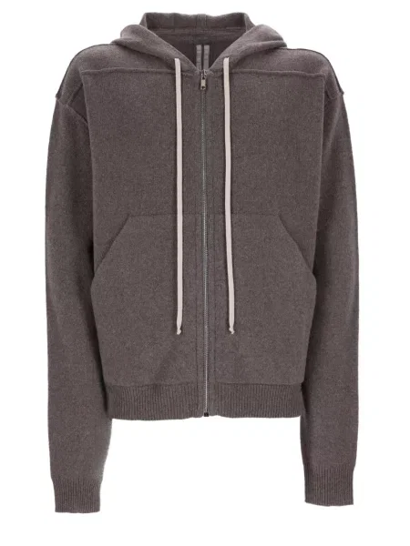 Πλεκτό hoodie Rick Owens καφέ