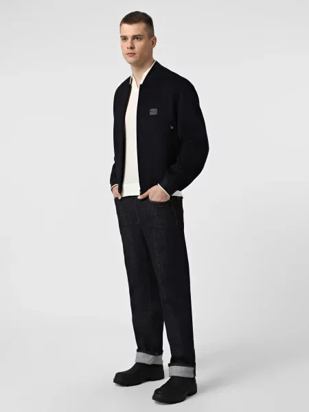 Вовняний Бомбер Emporio Armani темно-синій синій