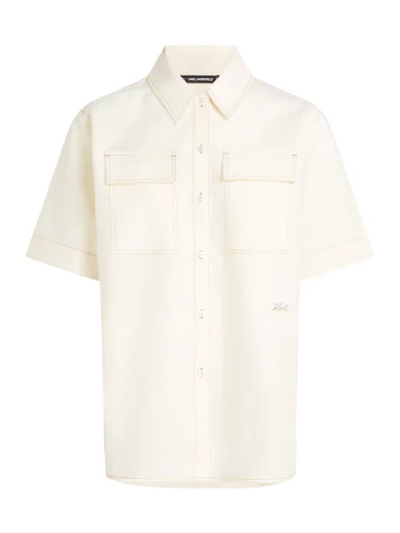 Karl Lagerfeld cămașă de in femei cu guler clasic relaxed bej