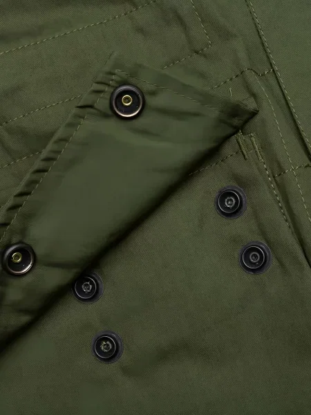 Palton Needles cu glugă din țesătură twill verde