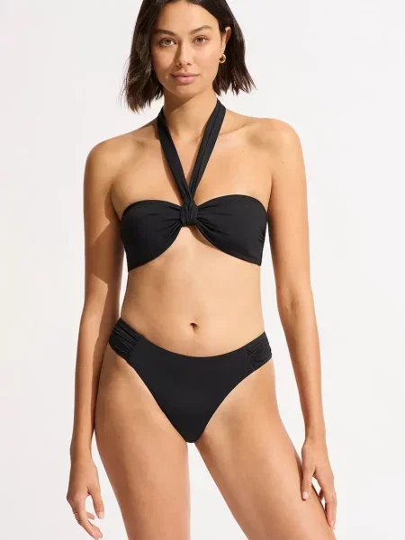 Seafolly figi kąpielowe Ruched Side czarne