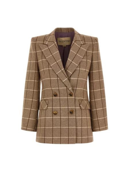 Marynarka Valentino Garavani wełniana dwurzędowa beżowa