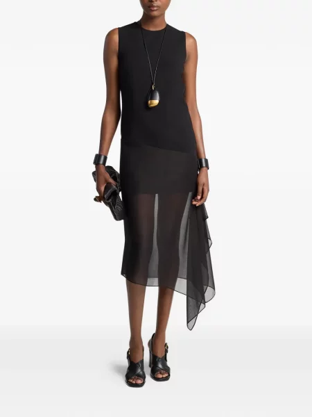 Rochie midi Michael Kors Collection asimetrică negru