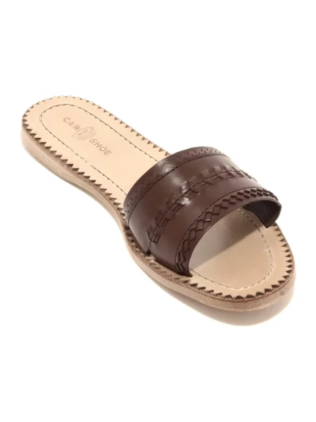 Klapki Car Shoe skórzane brązowe