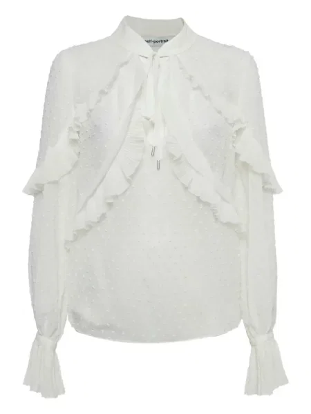 Bluză Self-portrait cu volane alb