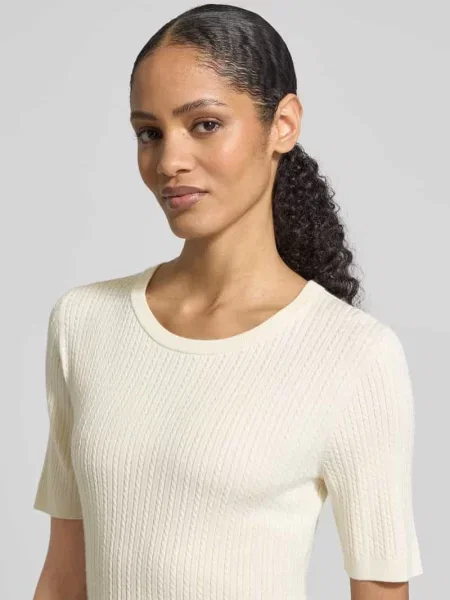 Sweter z dzianiny o kroju sim fit z Mieszanka ze Ścieg warkoczowy Christian Berg Woman Selection