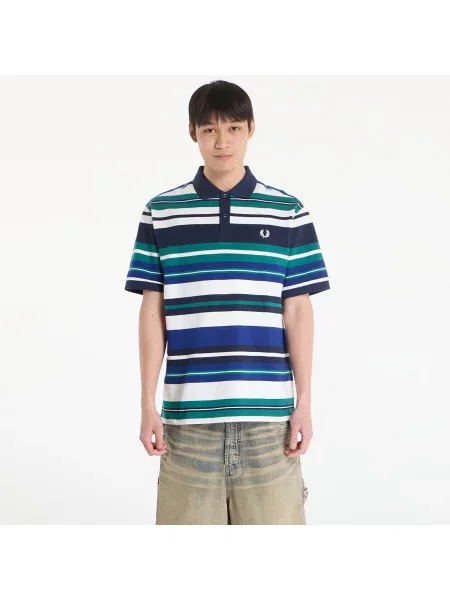 Μπλουζάκι FRED PERRY Striped Relaxed Polo Shirt Deep Mint M